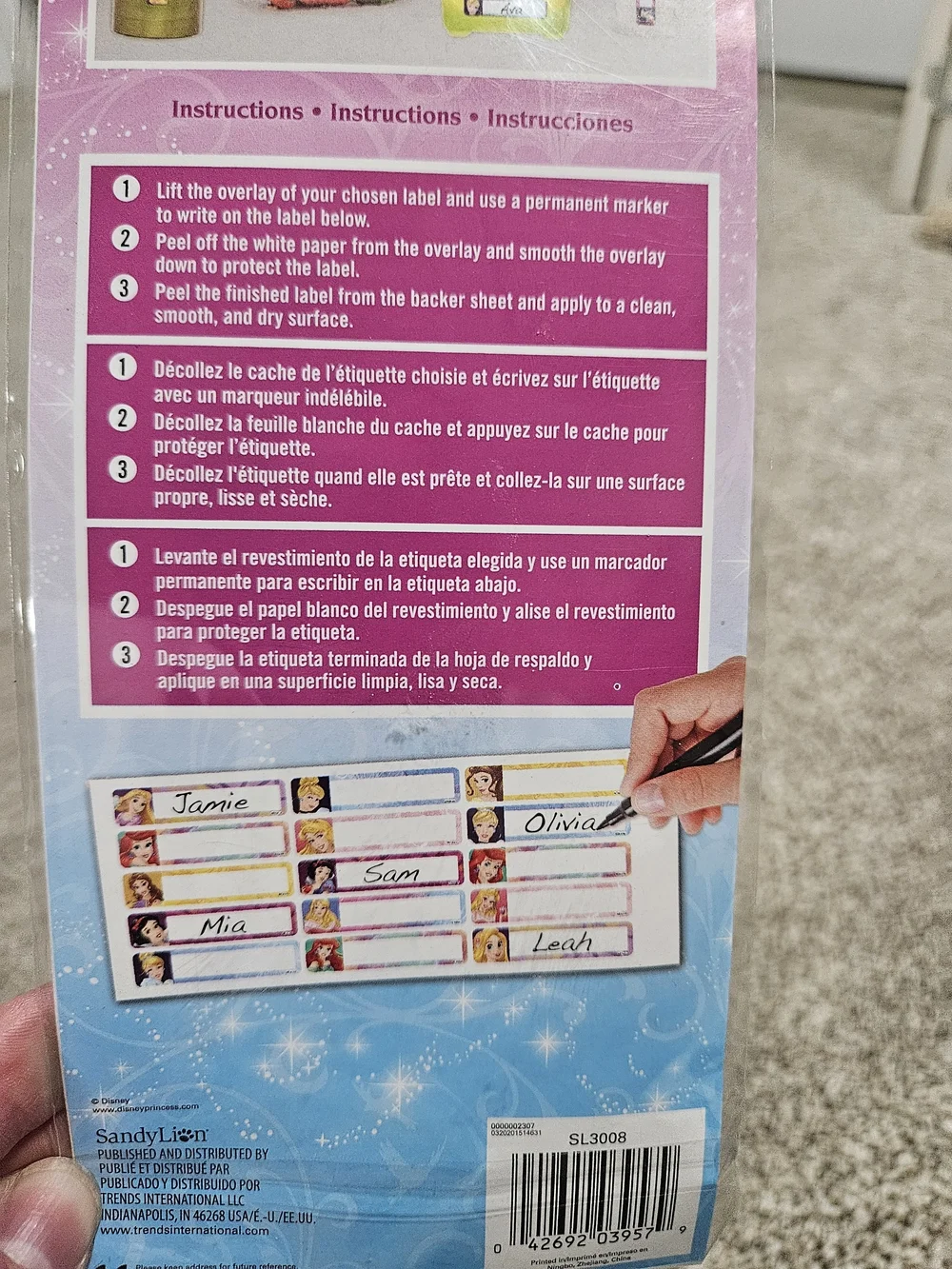 Disney Princess Pink Peel & Stick Labels - 30 Pack